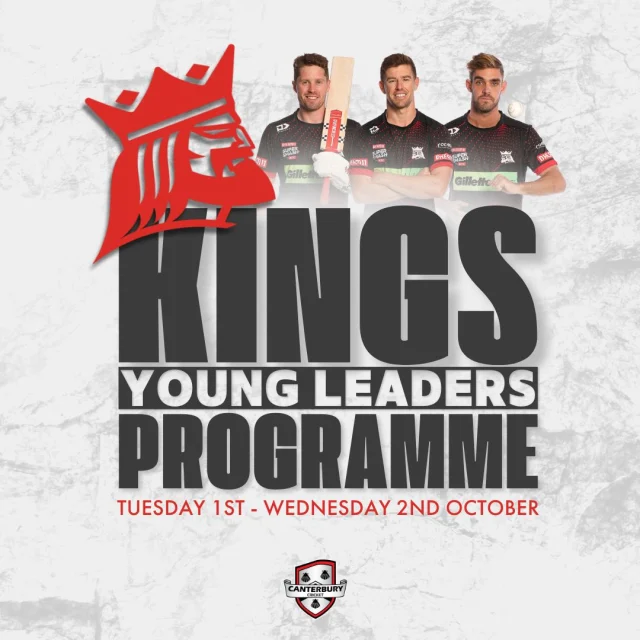 👑 Introducing the Kings Young Leaders Programme! 👑‼️TYPO‼️ DATES ARE THE 30th September and 1st October.
The Kings Young Leaders Programme is here to inspire and grow the next wave of young male leaders across Canterbury. 🏏💪
Year 10-13 Age Group
📅 Christchurch → 2-day residential
⚡ Cricket & life-skill workshops
🤝 Season-long support & connection
This is where leadership begins. 🔥Sign Up via Link in bio#KingsYoungLeaders #CanterburyKings #FutureLeaders #canterburycricket