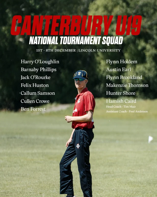 The CANTERBURY U19 squad has been named for Decembers National U19 tournament to be held at Lincoln University 🙌Future Stars 🌟 ready to write the next chapter 🔥#canterburycricket