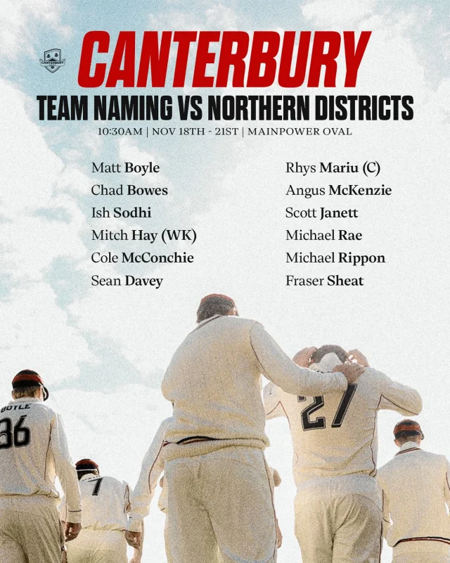 The first Plunket Shield Squad of the Season 🔥🙌We take on @ndcricket at Mainpower, from the 18-21st of NovemberHenry Nicholls has been called into the Blackcaps, Rhys Mariu will replace him as skipperUnavailable due to Injury - Matt Rowe, Henry Shipley and Cam Paul#canterburykings