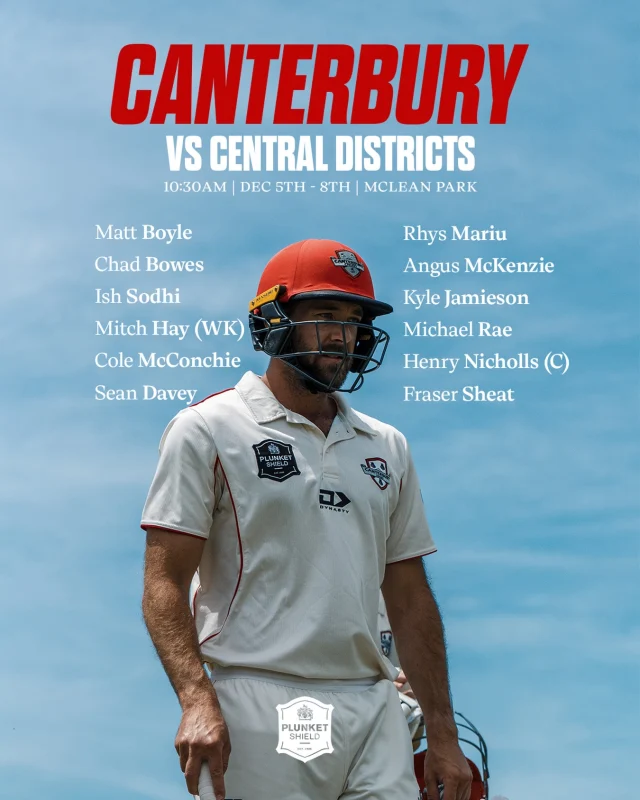 Team List for RD3 of the Ford TrophyKyle Jamieson returns for the first time this season from the Blackcaps#canterburykings