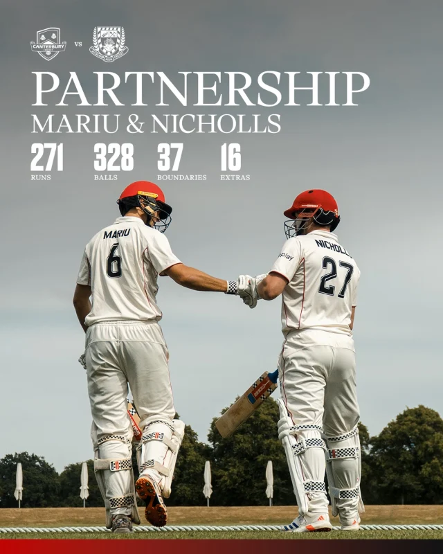 Rhys Mariu & Henry Nicholls put on the highest second-wicket partnership for Canterbury in First Class Cricket 👊🔥Classy stuff#canterburycricket