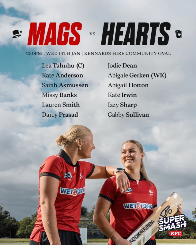 Back up against the Auckland Hearts for our MagiciansAnd welcoming Lauren Smith!
The Canterbury Magicians have secured an exciting boost for the remainder of the Super Smash campaign with the arrival of off-break bowler Lauren Smith from the Hobart Hurricanes. Lauren brings valuable experience from Australia’s WBBL, which she has recently won this season, and is an exciting addition with the experience she will bring to the side. Welcome Lauren!!#canterburymagicians