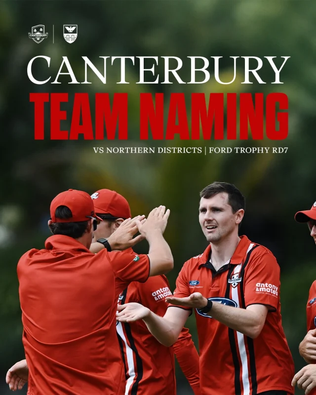One Change for Canterbury as they take on Northern Districts in RD7 of the Ford TrophySean Davey comes in for Callum Cameron#canterburycricket
📸 @photosportnz