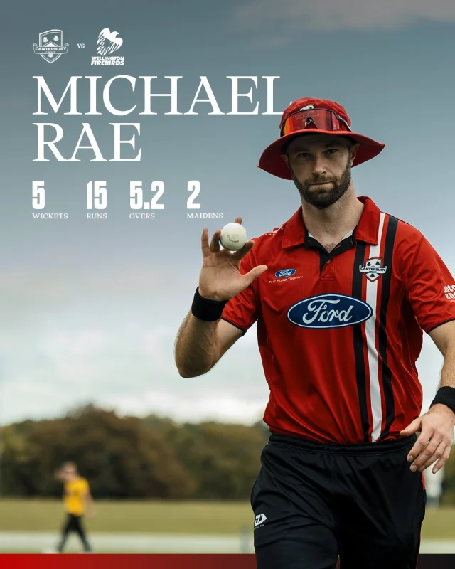 5-fer for the Big Man to lead the bowling attack#canterburykings