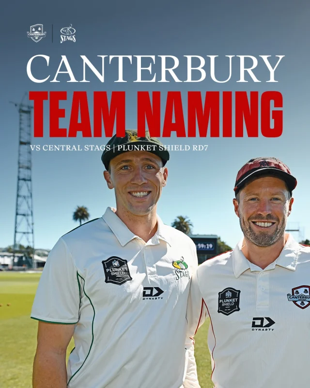 Two rounds of Plunket Shield remain and the Canterbury Men top the table!Jesse Frew comes in to the side in place of Tom Latham for the match#canterburykings